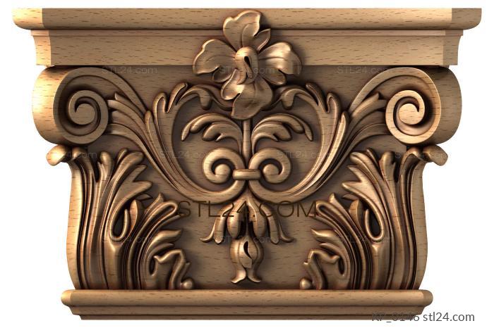 Chapiters (Column capital with scrolls, flowers and acanthus leaves, KP_0146) 3D models for cnc