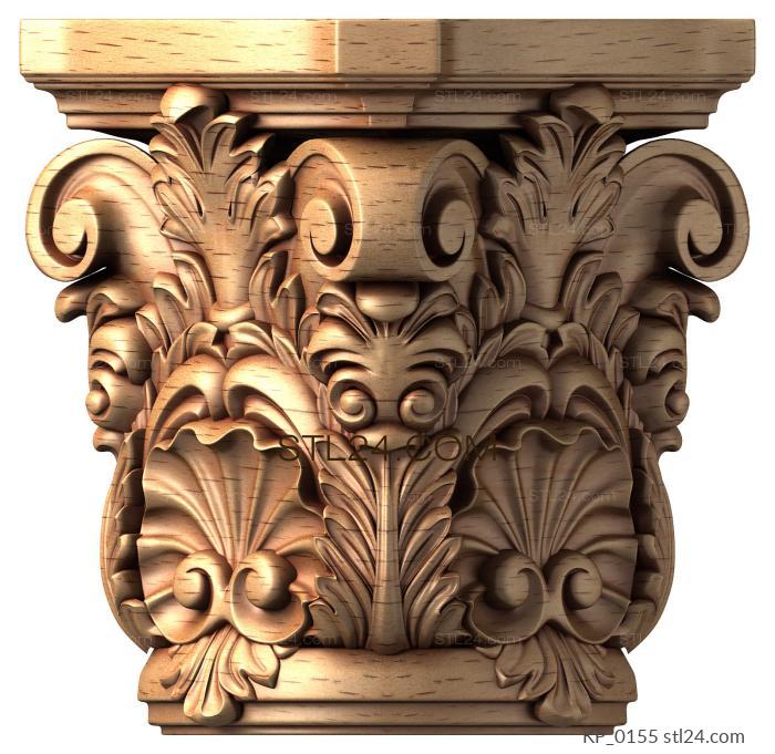 Chapiters (Luxurious round capital with acanthus and sea shells, KP_0155) 3D models for cnc