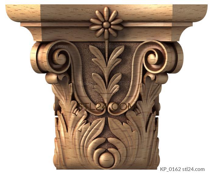 Chapiters (Capital with floral accent and raised acanthus, KP_0162) 3D models for cnc