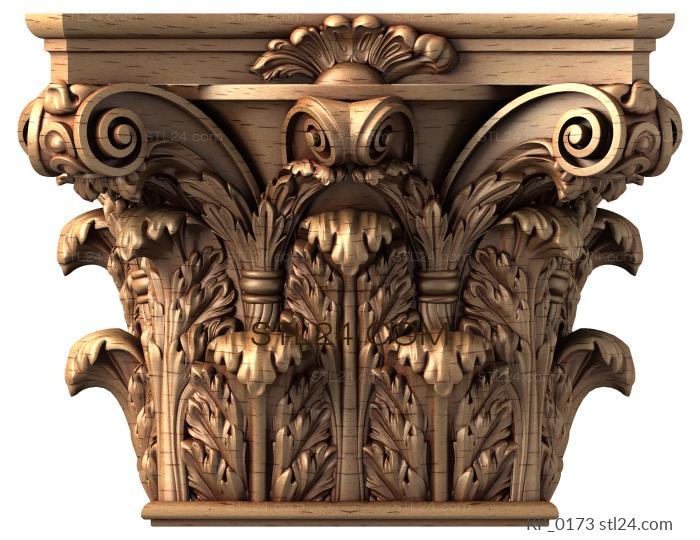 Chapiters (Large capital with rich ornamentation and many acanthus, KP_0173) 3D models for cnc
