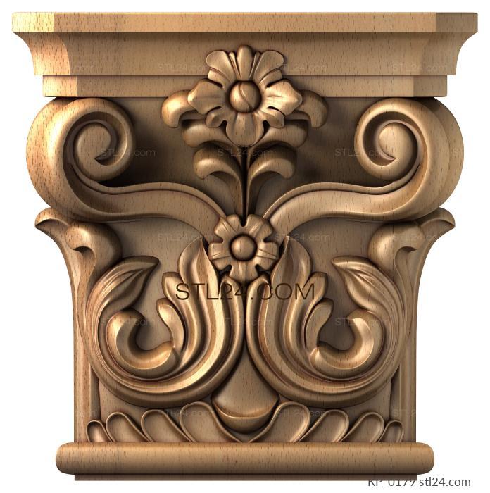 Chapiters (Column capital with petals and simple ornament, KP_0179) 3D models for cnc