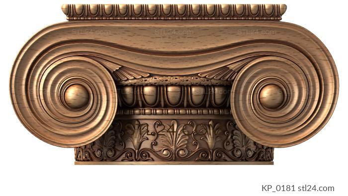 Chapiters (Ionic capital with double volutes and classical frieze, KP_0181) 3D models for cnc