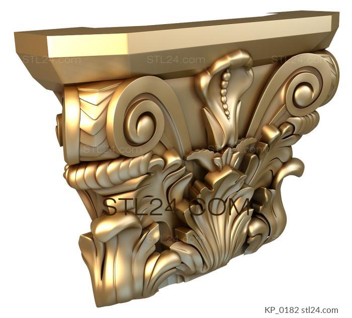 Chapiters (Capital with scrolls and voluminous acanthuses, KP_0182) 3D models for cnc