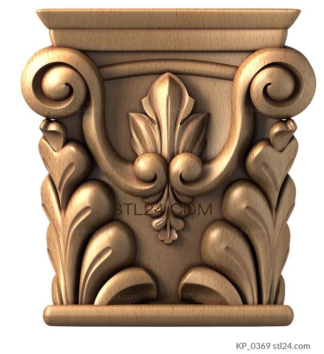 Chapiters (Capital with large acanthus rosette and scrolls, KP_0369) 3D models for cnc