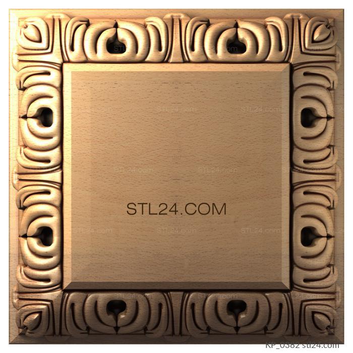 Chapiters (Square rosette with ornamental frame and expressive internal beveled field, KP_0382) 3D models for cnc