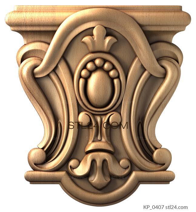 Chapiters (Baroque capital with medallion and volutes, KP_0407) 3D models for cnc