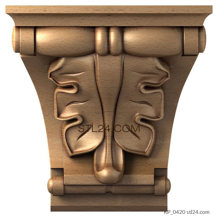 Chapiters (Capital with expressive acanthus leaf and roller, KP_0420) 3D models for cnc