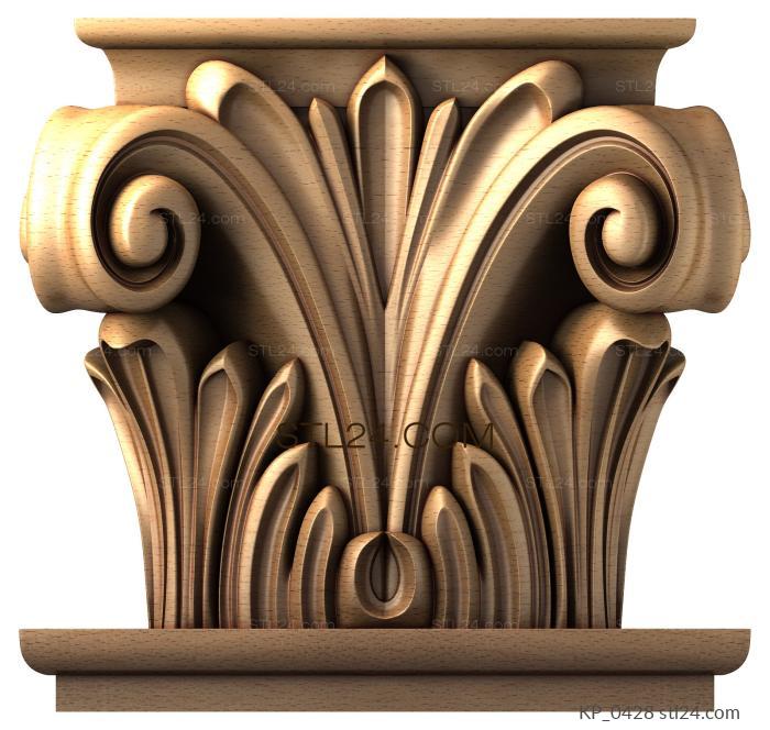 Chapiters (Capital with acanthus leaves and scrolls, KP_0428) 3D models for cnc