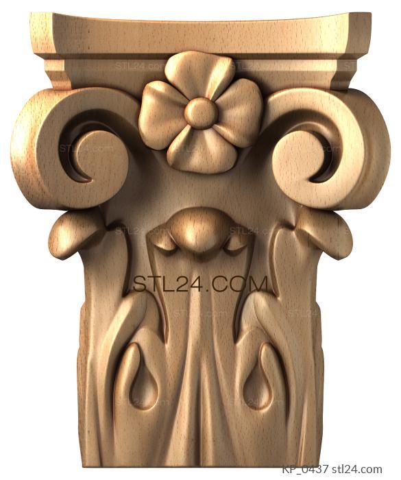 Chapiters (Capital with flower and teardrop-shaped scrolls, KP_0437) 3D models for cnc
