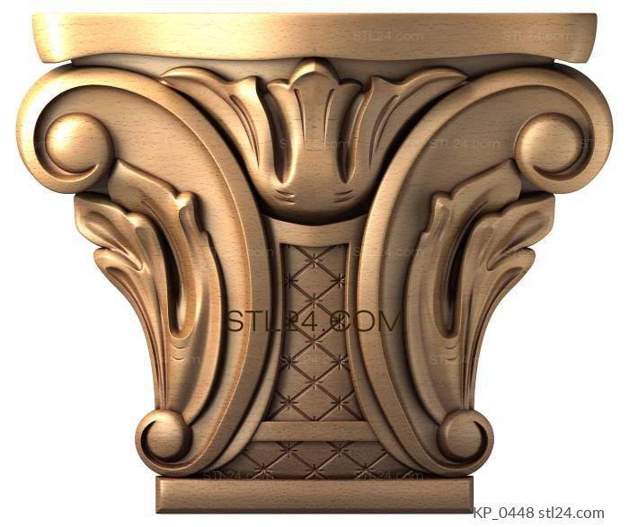 Chapiters (Capital with acanthus leaves and diamond texture, KP_0448) 3D models for cnc