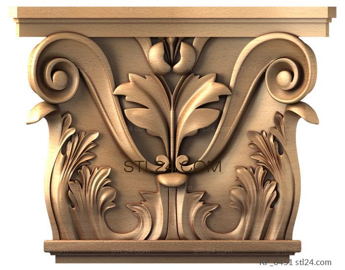 Chapiters (Capital with symmetrical acanthus and classic scroll, KP_0451) 3D models for cnc
