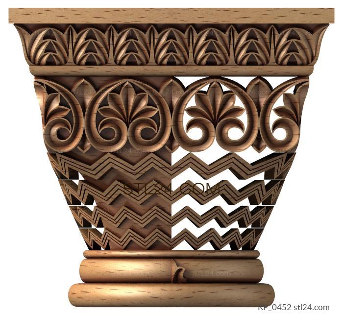 Chapiters (Capital with geometric base and carved anthemion, KP_0452) 3D models for cnc