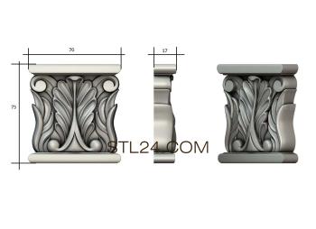 Chapiters Capital with symmetrical acanthus and scrollwork 3d model