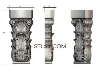 Chapiters Capital with symmetrical acanthus and scrollwork 3d model