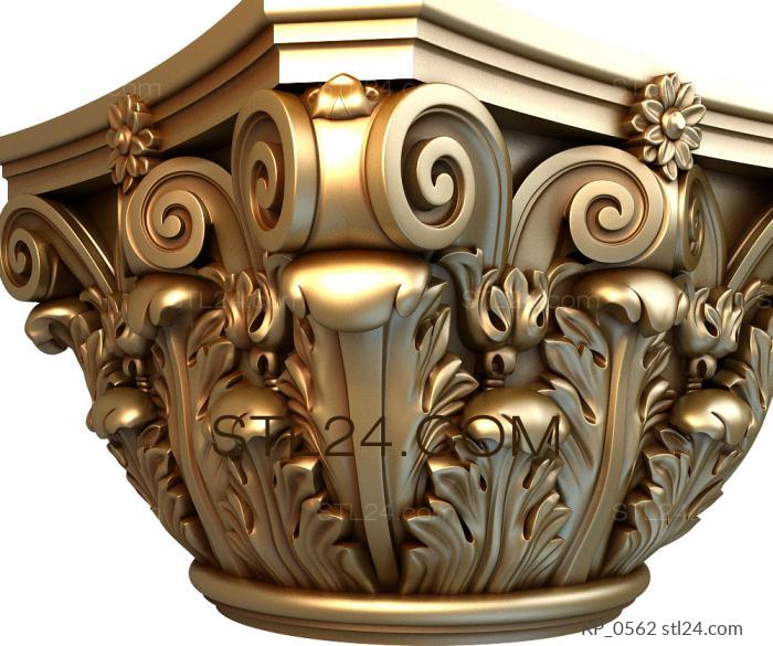 Chapiters (Classic capital with acanthus leaves and floral rosette, KP_0562) 3D models for cnc