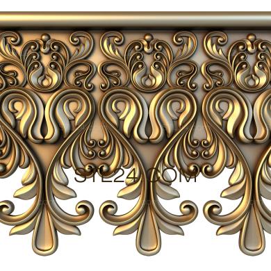 Cornice (Ornament with leaves, KRN_0013) 3D models for cnc
