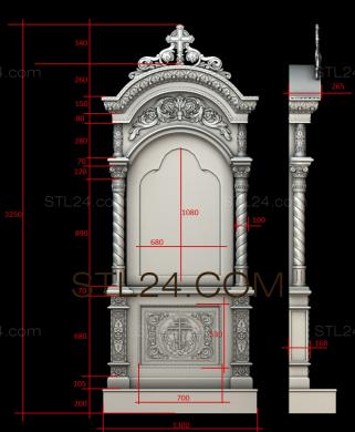 Киоты (Арочный киот с витыми колоннами и крестом, KT_0103) 3D модель для ЧПУ станка