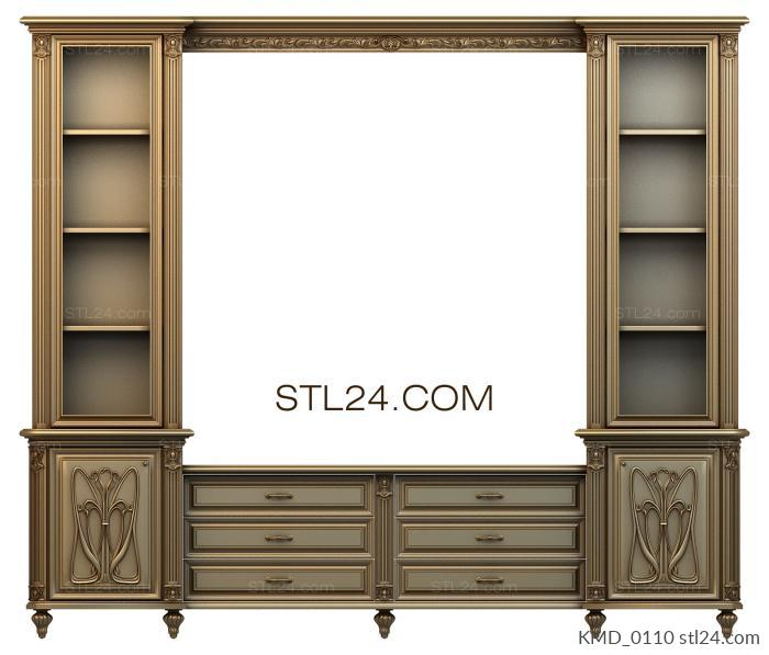 Chests of drawers (Stained glass windows and open shelves, KMD_0110) 3D models for cnc