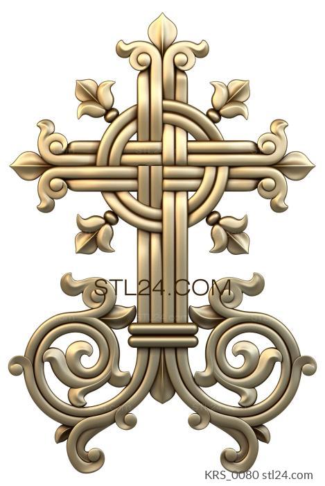 Кресты и распятия (крест с декором, 3d stl модель, KRS_0080) 3D модель для ЧПУ станка