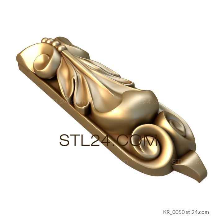 Corbels (Decorative vertical element with a row of pearls and a leaf motif, KR_0050) 3D models for cnc