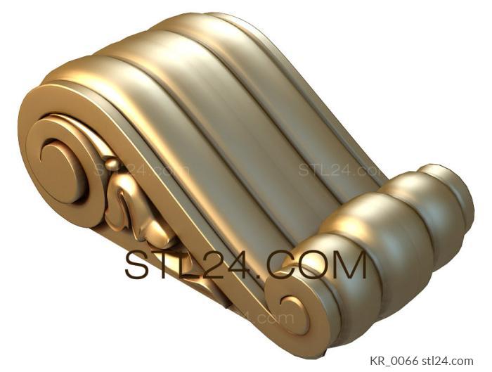 Corbels (Smooth furniture bracket with a fluted texture and a classic roller, KR_0066) 3D models for cnc