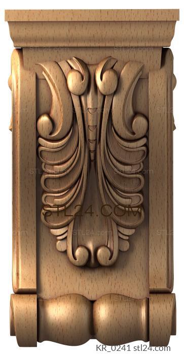 Corbels (Bracket with curls and symmetrical floral pattern, KR_0241) 3D models for cnc