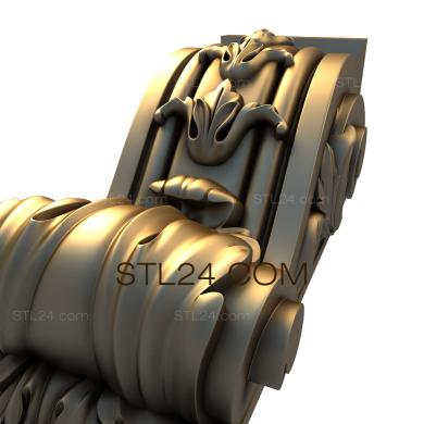 Кронштейны (Кронштейн с тюльпанами и акантовыми листьями, KR_0364) 3D модель для ЧПУ станка