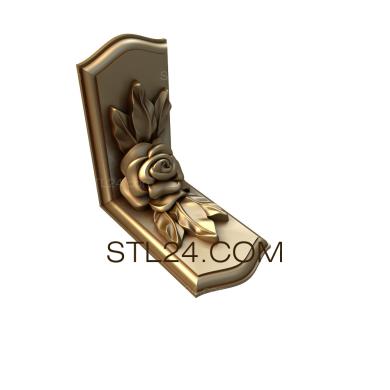 Corbels (Carved bracket with rose and leaves, KR_0379) 3D models for cnc