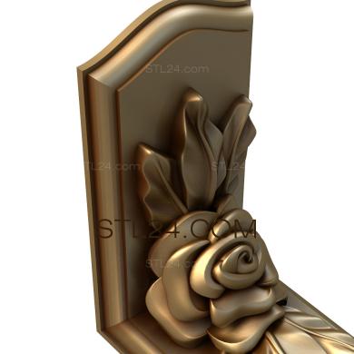 Corbels (Carved bracket with rose and leaves, KR_0379) 3D models for cnc
