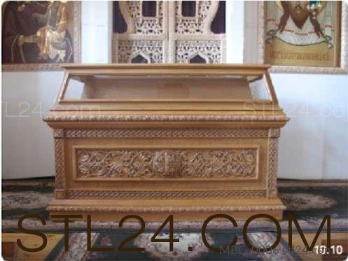 Church furniture (Carved lectern with cross and patterned embroidery, MBC_0006) 3D models for cnc