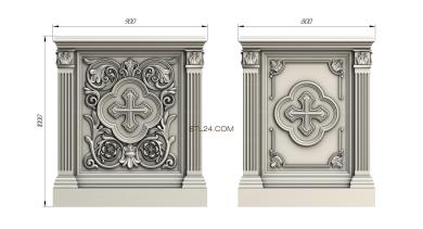 Church furniture (Altar table with cross and floral ornament, MBC_0030) 3D models for cnc