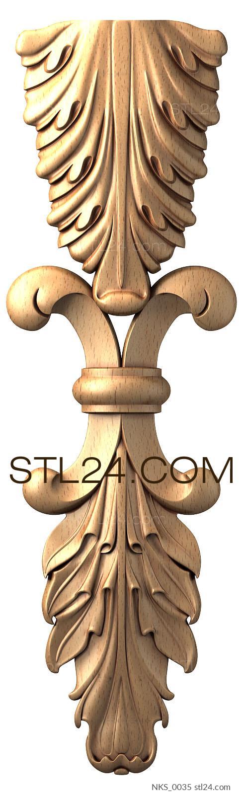 Symmetrycal onlays (Classic acanthus element with swirls and symmetrical structure, NKS_0035) 3D models for cnc