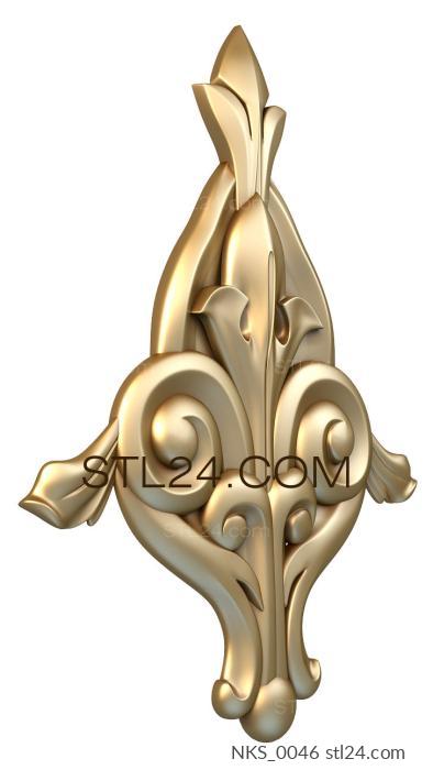 Symmetrycal onlays (Classic element with scrolls and acanthus leaves, NKS_0046) 3D models for cnc