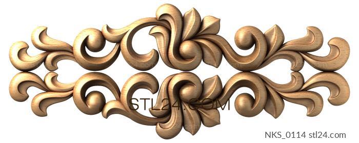 Symmetrycal onlays (Symmetrical twisted border with curls and leaves, NKS_0114) 3D models for cnc