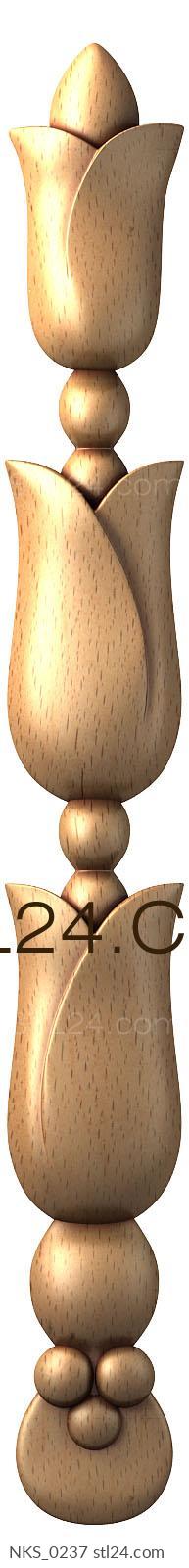 Symmetrycal onlays (Decorative composition with three buds and rounded elements, NKS_0237) 3D models for cnc