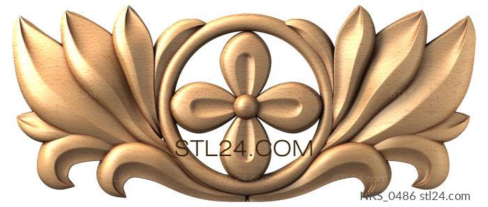 Symmetrycal onlays (Compact symmetrical decor with a flower framed by leaves, NKS_0486) 3D models for cnc