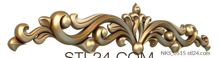 Symmetrycal onlays (Classic decor with wavy swirls and a teardrop center, NKS_0515) 3D models for cnc