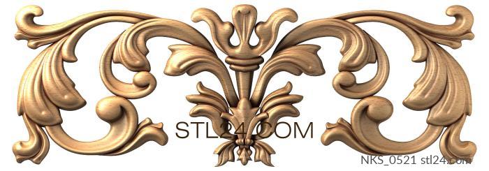 Symmetrycal onlays (Classic element with symmetrical scrolls and acanthus leaves, NKS_0521) 3D models for cnc