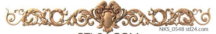 Symmetrycal onlays (Baroque frieze with coat of arms and acanthus scrolls, NKS_0548) 3D models for cnc