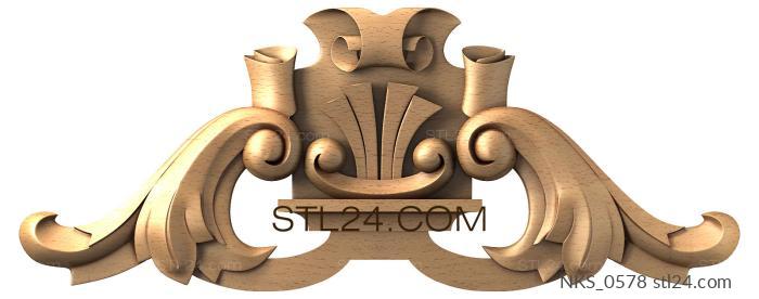 Symmetrycal onlays (Classic scroll with column and stylized pedestal, NKS_0578) 3D models for cnc