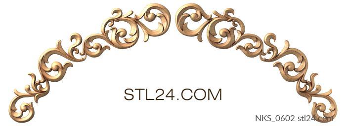 Symmetrycal onlays (Openwork arched decor with curved curls, NKS_0602) 3D models for cnc