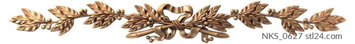 Symmetrycal onlays (Laurel Branch Ornament with Band, NKS_0627) 3D models for cnc