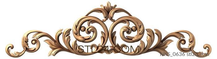 Symmetrycal onlays (Symmetrical decorative scroll with acanthus leaves, NKS_0636) 3D models for cnc