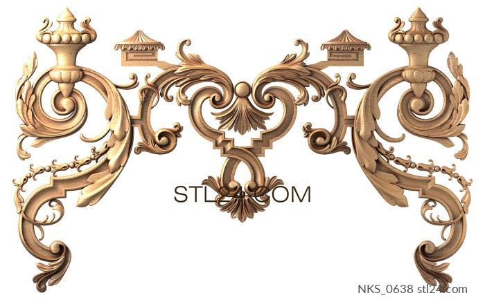 Symmetrycal onlays (Symmetrical architectural decor with vases and acanthus, NKS_0638) 3D models for cnc