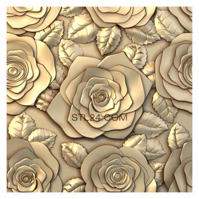 Floral panel (Roses, PRS_0003) 3D models for cnc