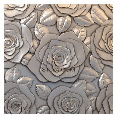 Floral panel (Roses, PRS_0003) 3D models for cnc