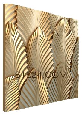 Floral panel (Palm leaves, PRS_0004) 3D models for cnc