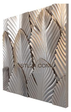 Floral panel (Palm leaves, PRS_0004) 3D models for cnc