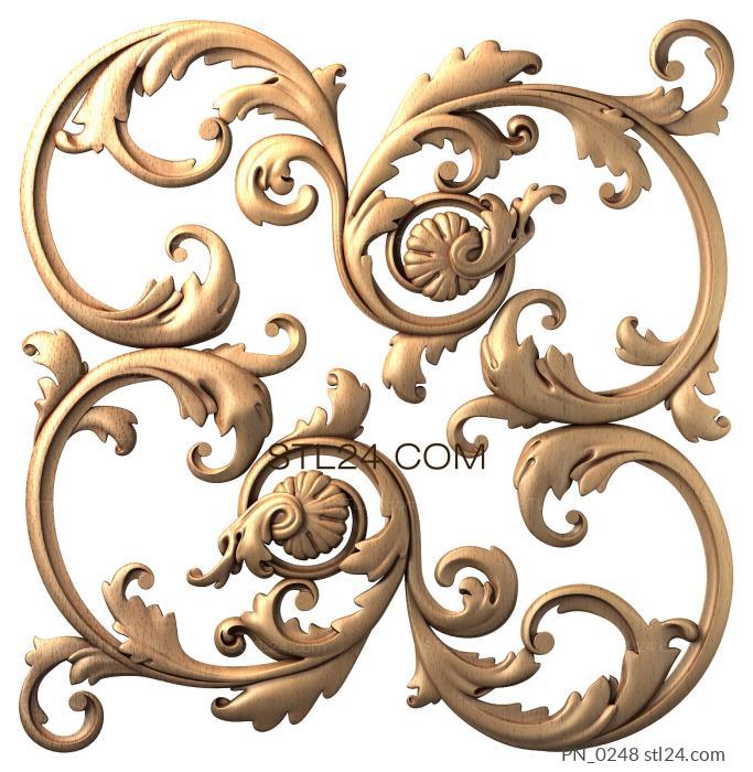 Square panels (3d model of decorative panel, light, slotted, PN_0248) 3D models for cnc