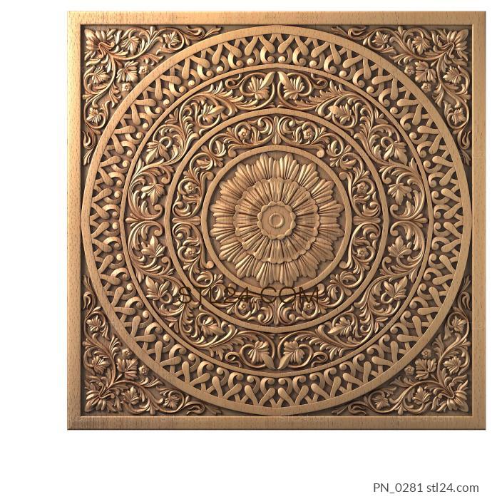 Square panels (3d stl panel model, geometric decor, oriental style, PN_0281) 3D models for cnc